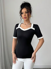 Women's Square Neckline T-Shirt With Shoulder Cut